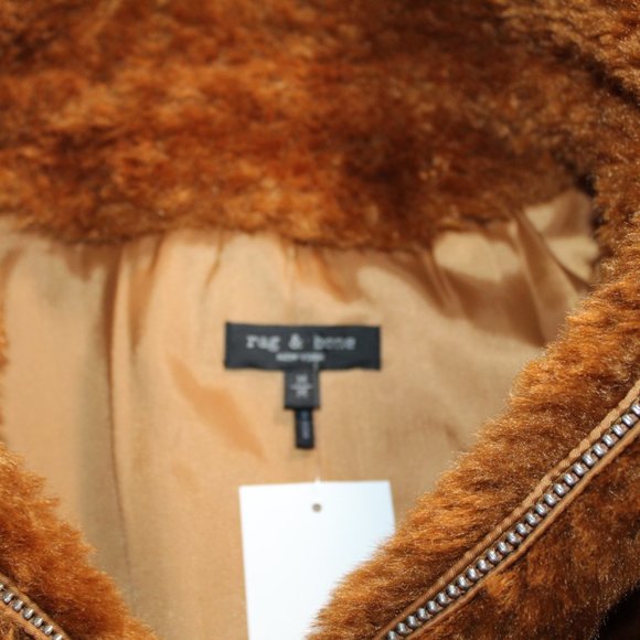 NWOT rag & bone Nikki Faux Fur Zip Front Jacket Coat M - Picture 7 of 8